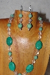 +MBAAC #03-0133 "One Of A Kind Green & Clear Glass Bead Necklace & Earring Set"