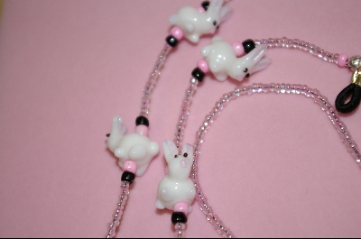 +MBA #2-121  White Glass Hand Made Mama Bunnies & Babies