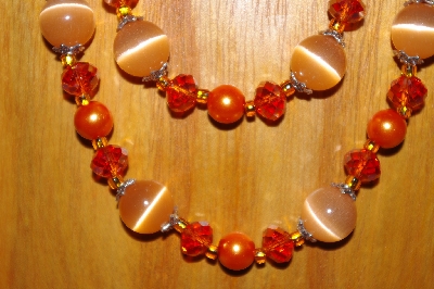 +MBADS #001-0600  "Orange 2 Strand Bead Necklace & Earring Set"