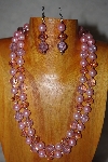 +MBADS #001-0610  "Pink Bead Two Strand Necklace & Earring Set"