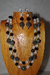 +MBADS #001-566  "Grey,Black & White Two Strand Bead Necklace & Earring Set"
