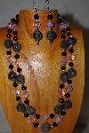+MBADS #001-595 "Grey, Black & Pink Bead Two Strand Necklace & Earring Set"
