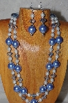 +MBADS #04-0728  "Blue & White Bead Necklace & Earring Set"