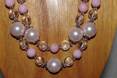 +MBADS #04-0734  "Pink & Clear Bead Necklace & Earring Set"