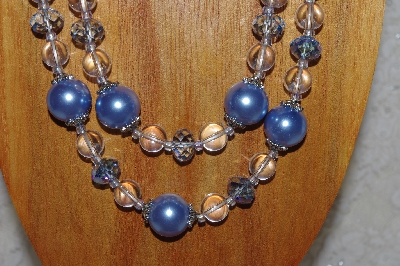 +MBADS #04-0739  "Blue & Clear Bead Necklace & Earring Set"