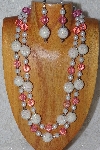 +MBADS #04-780  "Pink & White Bead Necklace & Earring Set"