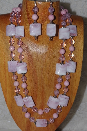 +MBADS #04-809  "Pink Bead Necklace & Earring Set"