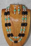 +MBADS #04-819  "Black,Green & White Bead Necklace & Earring Set"