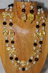 +MBADS #04-869  "Yellow,Black & White Bead Necklace & Earring Set"