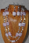 +MBADS #04-858  "White & Pink Bead Necklace & Earring Set"