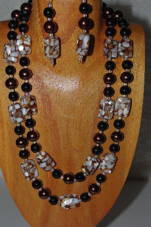 +MBADS #04-853  "Brown & Black Bead Necklace & Earring Set"
