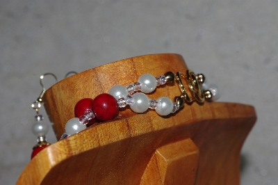 +MBADS #04-846  "Red,Black & White Bead Necklace & Earring Set"