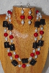+MBADS #04-846  "Red,Black & White Bead Necklace & Earring Set"