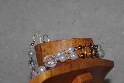 +MBADS #04-830  "Pink, Clear & White Bead Necklace & Earring Set"