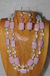 +MBADS #04-830  "Pink, Clear & White Bead Necklace & Earring Set"