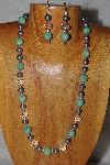 +MBADS #04-937  "Green, Grey & Clear Bead Necklace & Earring Set"