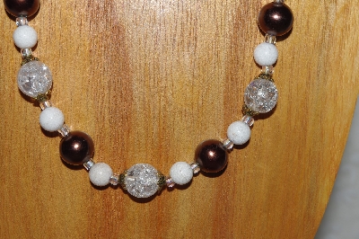 +MBADS #04-912  "Quartzite, Brown & Clear Bead Necklace & Earring Set"