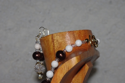+MBADS #04-912  "Quartzite, Brown & Clear Bead Necklace & Earring Set"