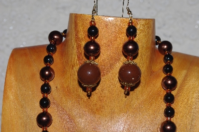 +MBADS #04-1020  "Brown & Black Bead Necklace & Earring Set"