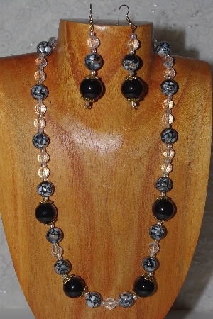 +MBADS #04-999  "Black & Clear Bead Necklace & Earring Set"