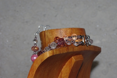 +MBADS #05-0099  "Pink & Clear Bead Necklace & Earring Set"