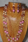+MBADS #05-0099  "Pink & Clear Bead Necklace & Earring Set"