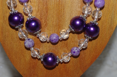 +MBADS #05-0111  "Purple & Clear Bead Necklace & Earring Set"