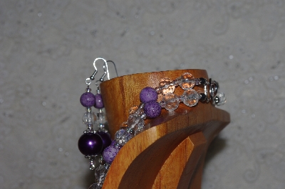 +MBADS #05-0111  "Purple & Clear Bead Necklace & Earring Set"