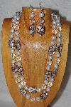 +MBADS #05-0018  "White, Clear & Brown Bead Necklace & Earring Set"