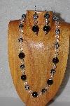 +MBASS #0003-0183  "Black & Clear Bead Necklace & Earring Set"
