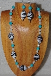 +MBASS #0003-0030  "Black, Blue & White Bead Necklace & Earring Set"