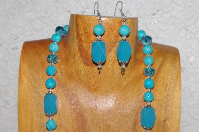 +MBASS #0003-0007  "Blue Bead Necklace & Earring Set"