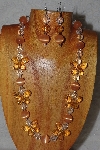 +MBAHB #58-040  "Orange & Clear Bead Necklace & Earring Set"