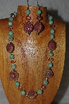 +MBAHB #58-0008  "Pink & Green Bead Necklace & Earring Set"