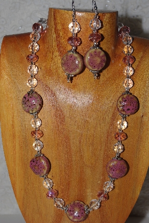 +MBAHB #58-0003  "Pink & Clear Bead Necklace & Earring Set"