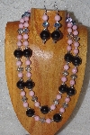 +MBAHB #58-0155  "Black,Pink & Blue Bead Necklace & Earring Set"
