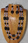 +MBAHB #58-0178  "Black & Lavender Bead Necklace & Earring Set"