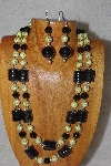 +MBAHB #58-0184  "Yellow & Black Bead Necklace & Earring Set"