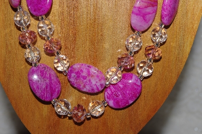 +MBAHB #58-0192  "Pink & Clear Bead Necklace & Earring Set"