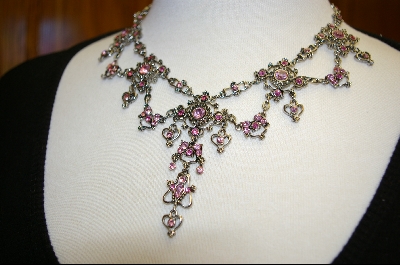 +  Elegant Pink Crystal Necklace