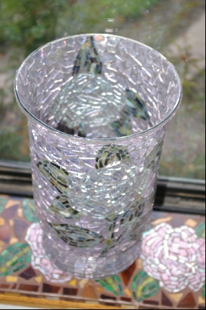 +MBA #3-021  "Country Rose Stained Glass Vase