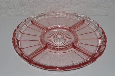 +MBAVG #101-0028  "Vintage Pink Depression Glass Serving Platter"