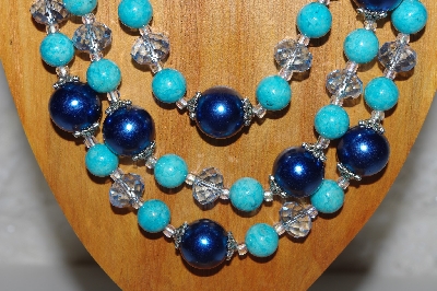 +MBAMG #100-0149  "Blue Bead Necklace & Earring Set"