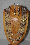 +MBAMG #100-0200  "Tan,Yellow & Brown Bead Necklace & Earring Set"