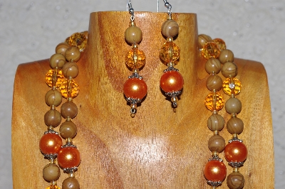+MBAMG #100-0226  "Orange Bead Necklace & Earring Set"