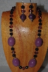 +MBAMG #100-0244  "Purple & Black Bead Necklace & Earring Set"