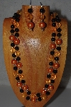 +MBAMG #100-0271  "Black & Orange Bead Necklace & Earring Set"