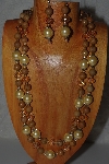 +MBAMG #100-0293  "Gold Bead Necklace & Earring Set"