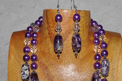 +MBAMG #100-0313  "Purple & Clear Bead Necklace & Earring Set"