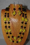 +MBAMG #100-0359  "Yellow & Black Bead Necklace & Earring Set"